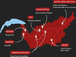 plan des championnats du monde de vtt 2025 dans le Valais Suisse